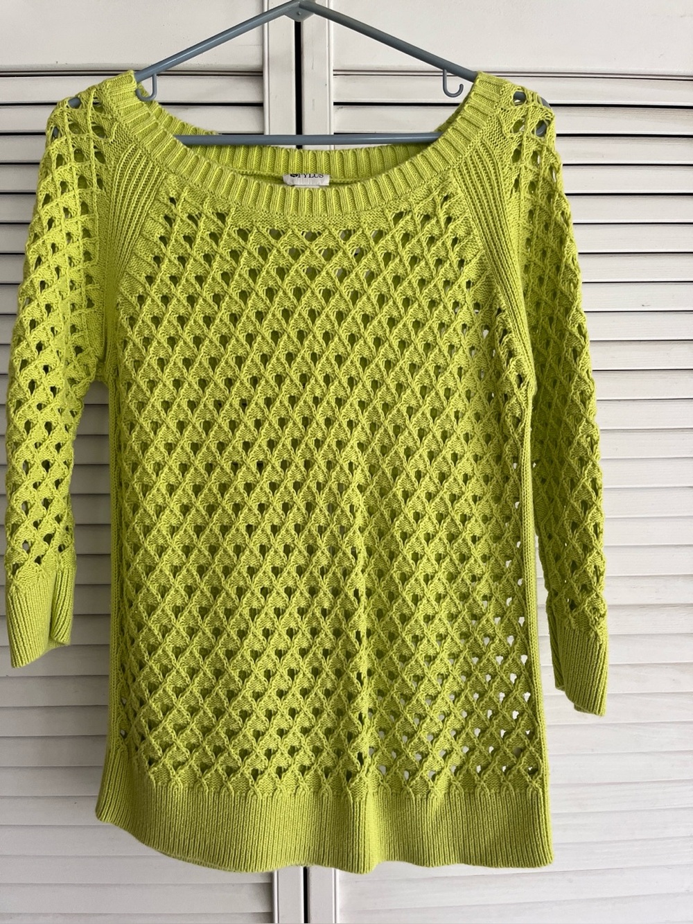 STYLUS Neon Lime Open-Knit Scoop Neck Sweater size m